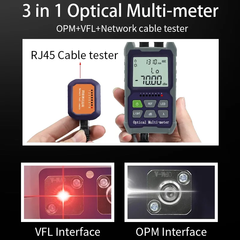 4 in 1 Optical Power Meter fc Port Tester VFL5km 15km 30km Gigabit Fiber Meter Power Meter Fiber Optic Free Shipping