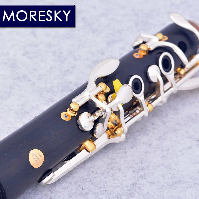 MORESKY Professional Ebony Clarinet Bb 17 Key Silver Plated Copper Grenadilla Wood Sib Klarnet M1&middot;a