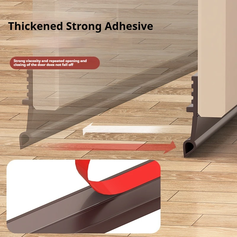 1M Self-Adhesive Windproof Door Bottom Seal Strip Double Dustproof Free-Cutting TPE 4 Colors Under Door Weatherstrip