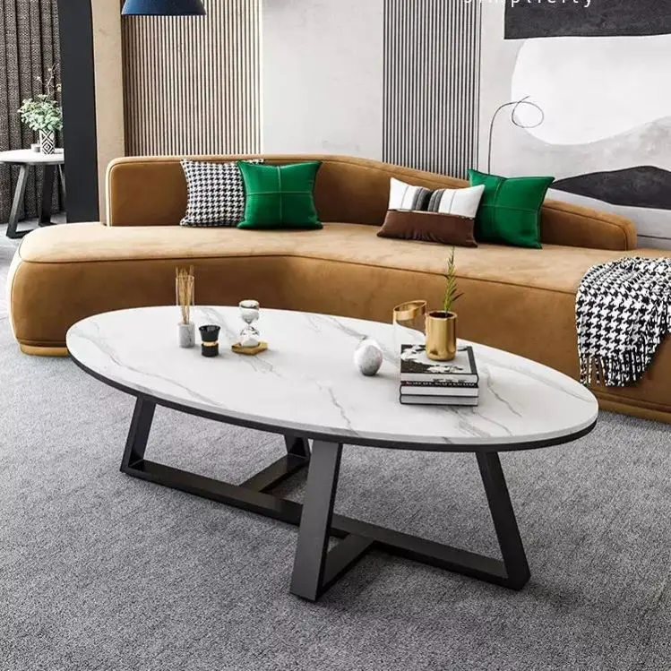Rectangle White Marble Stainless Steel Coffee Table In Gold For Home oval coffee table