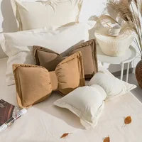Ins Cute Bow Cushion Solid Color Princess Seat Chair Cushion Sofa Decorative Throw Pillows Pompom Cushions 1
