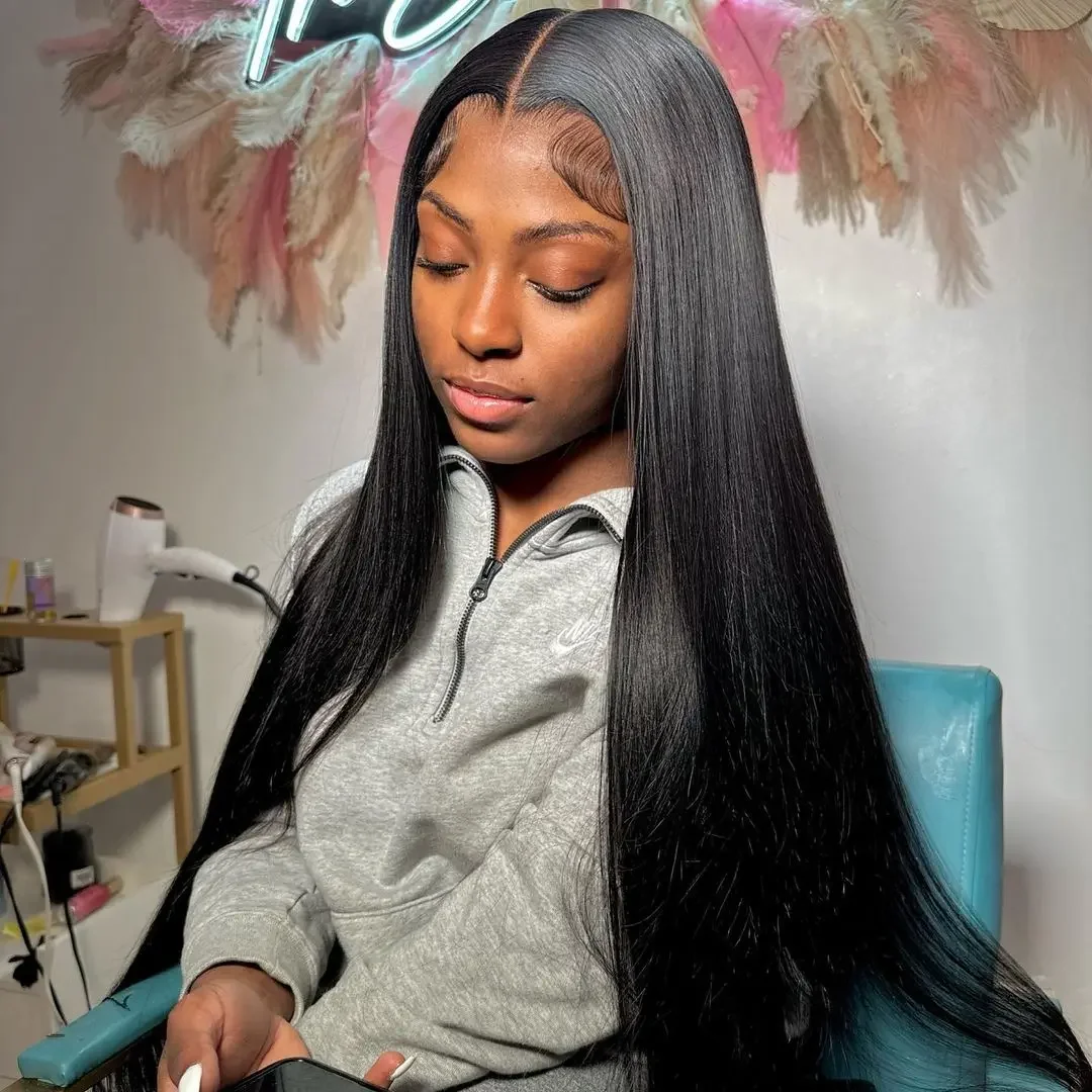 HD Lace Front Perücken 13x6 Glatte Echthaarperücken 250 % Dichte 30 36 Zoll 13x4 360 Full Lace Frontal Echthaarperücken für Frauen – Detail 11
