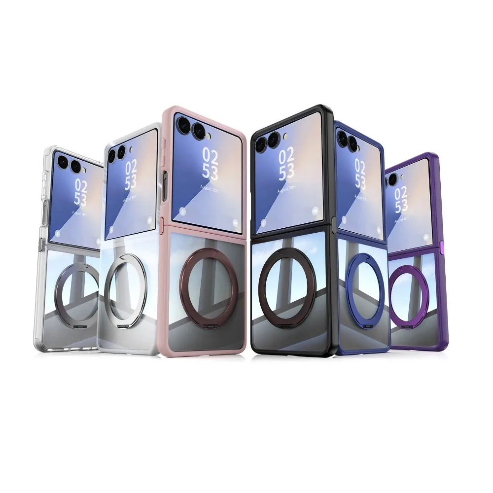 360° Spin Magnetic Ring Holder Kickstand Phone Case - TPU+PC Clear Cover