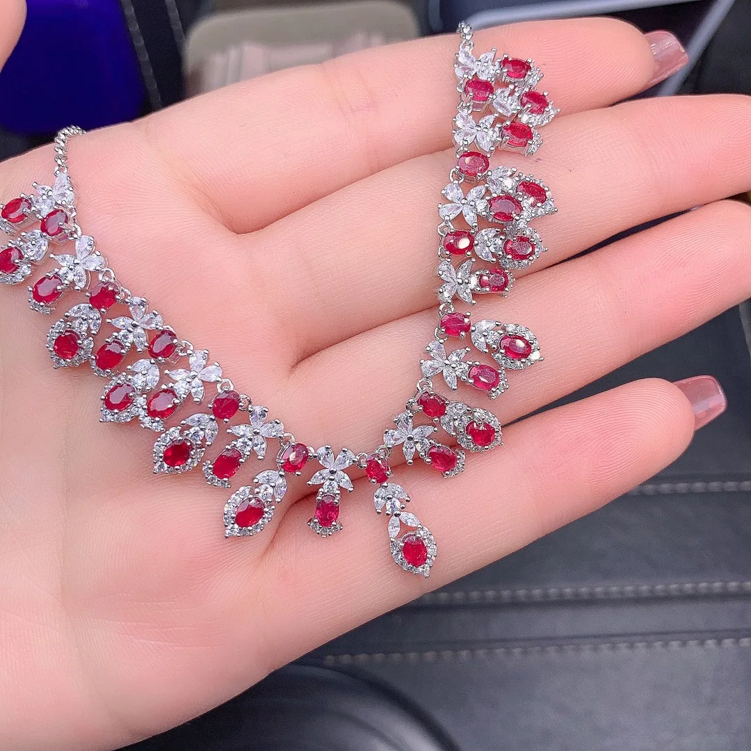 FS Natural Luxury Wedding Series Ruby Necklace S925 Sterling Silver Women  Fine Fashion Charm Jewelry Free Shipping Factory Price