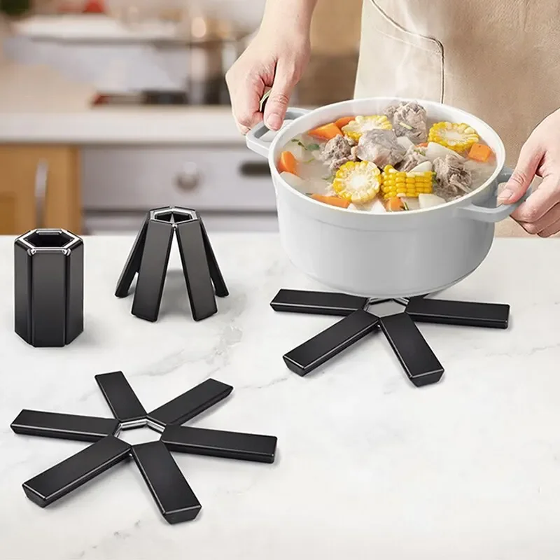 

Pot Mat Dish Placemat Coaster Folding Heat Insulation High Temperature Pots And Pans Kitchen Gadgets