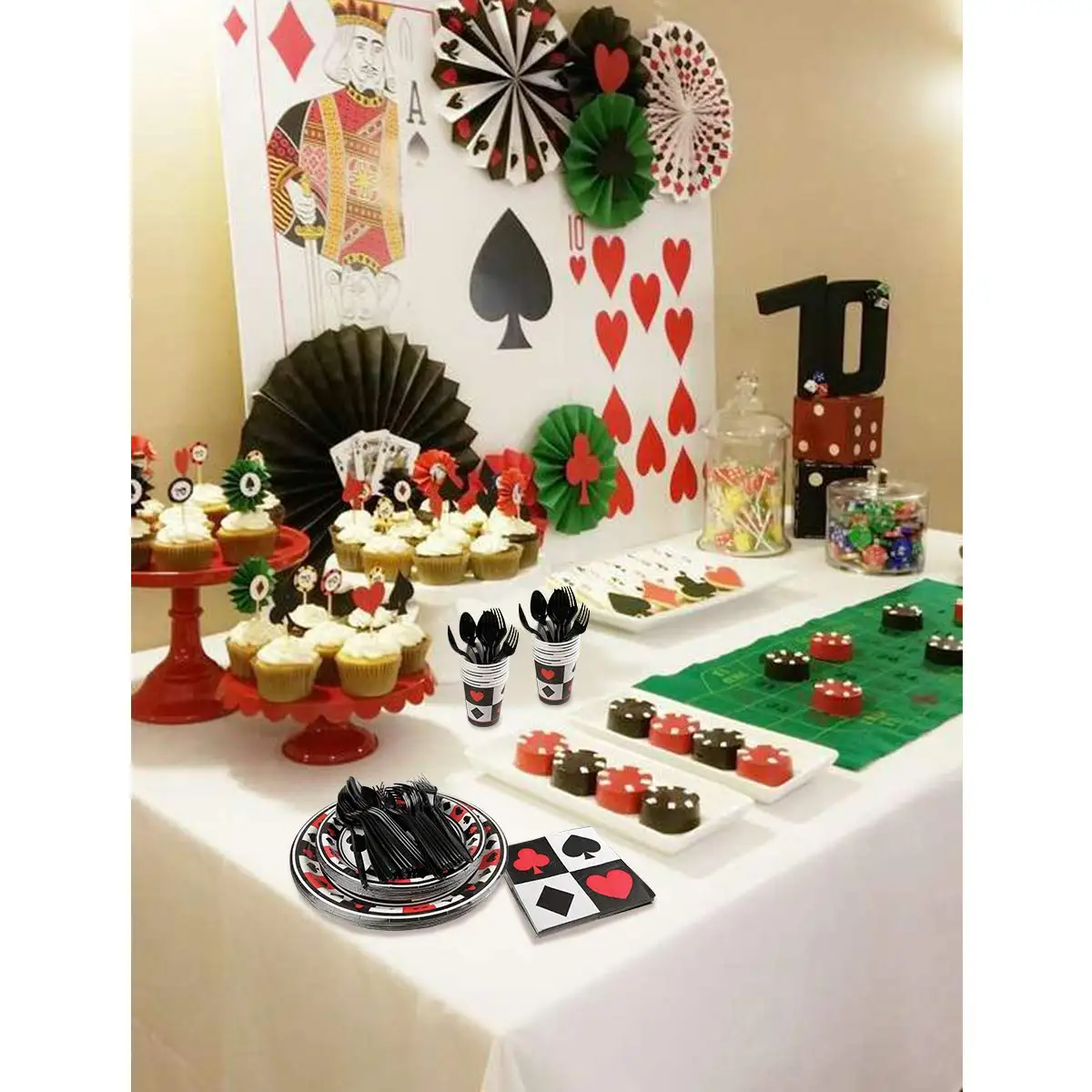 Suministros de fiesta de cumpleaños de Casino, platos de papel de póker,  juego de póker nocturno, cartas de póker, Club de juego de póker de corazón  - AliExpress, image size:1200x1200