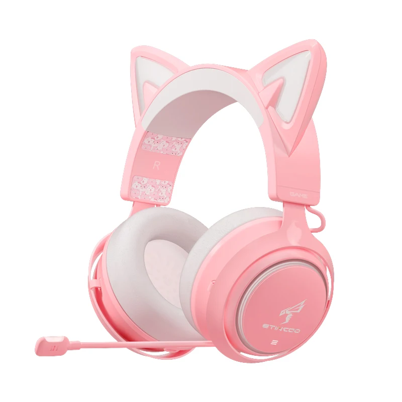 Laptop Cellphones Tablet Pad Headphone amplifier GS510 Cute Cat Ear PinkGaming Earphone with 3D microphone Sound Vibration earph