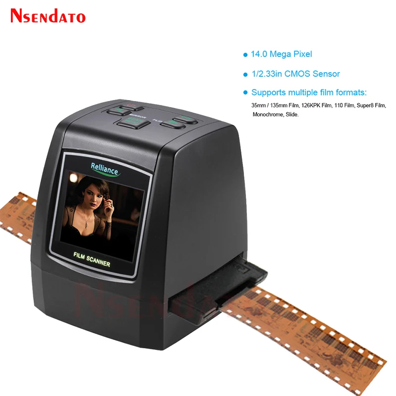 High Resolution 14MP/22MP 110 135 126KPK Super 8MM Negative Photo Scanner 35mm 2.4"LCD Slide Film Scanner Digital Film Converter