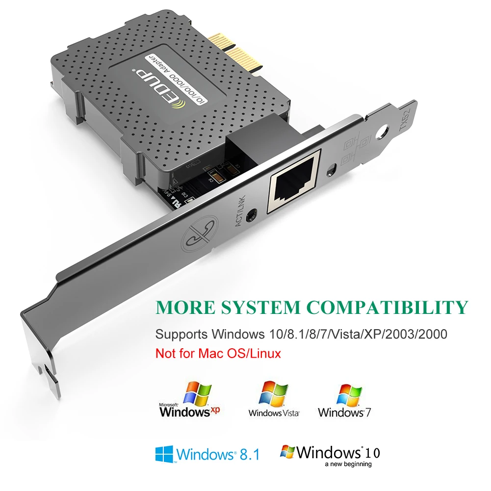 EDUP 9602GS PCIe 이더넷 네트워크 카드 1포트 RJ45 히트싱크 VLAN 웨이크 온 LAN PXE 자동 MDI X IEEE 호환 네트 어댑터