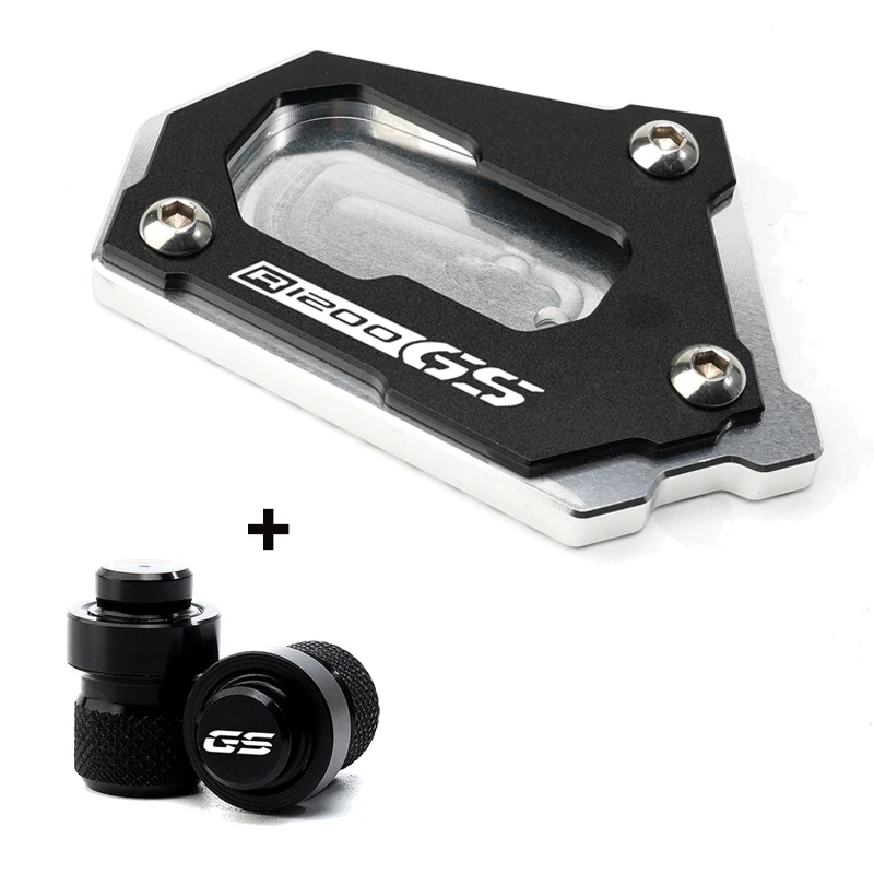 Black CFUSMOTO Motorcycles CNC Aluminum Side Kickstand Stand Extension Plate For BMW R1200GS 08-12 R1200GS ADV 09-13 