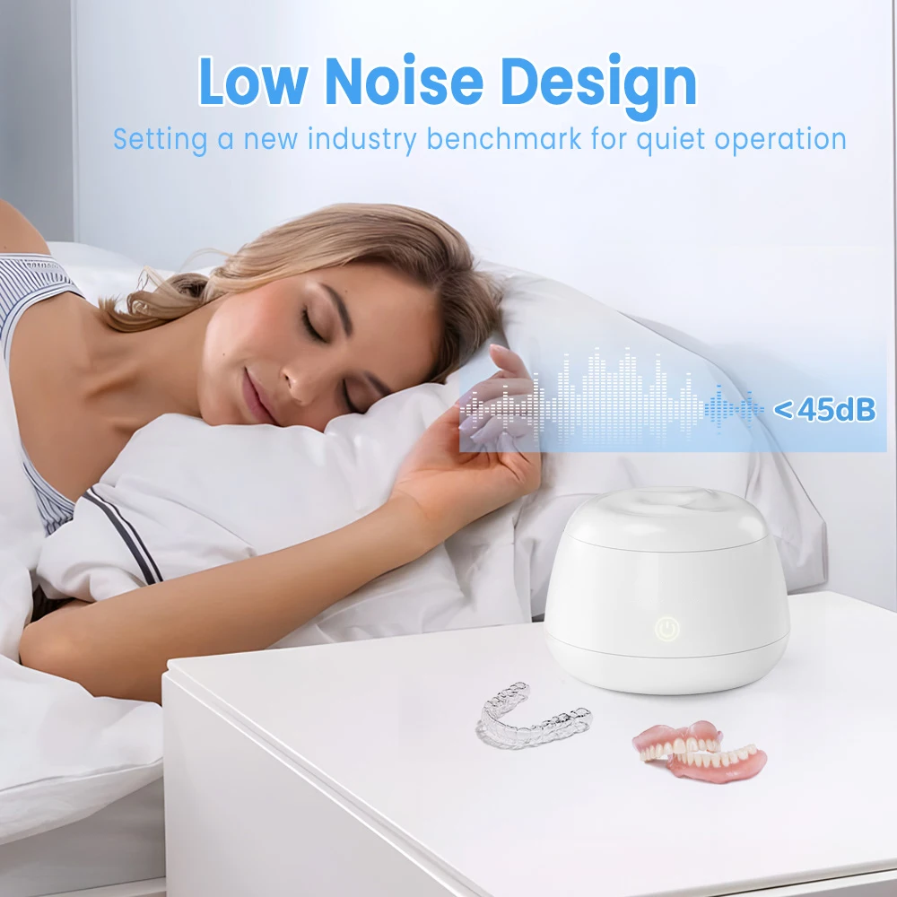 KUNPHY Dental Ultrasonic Retainer Cleaner Machine 48kHz Dental Cleaning Pod with UV 200ML Deep Cleaning Bath for Denture Aligner 5