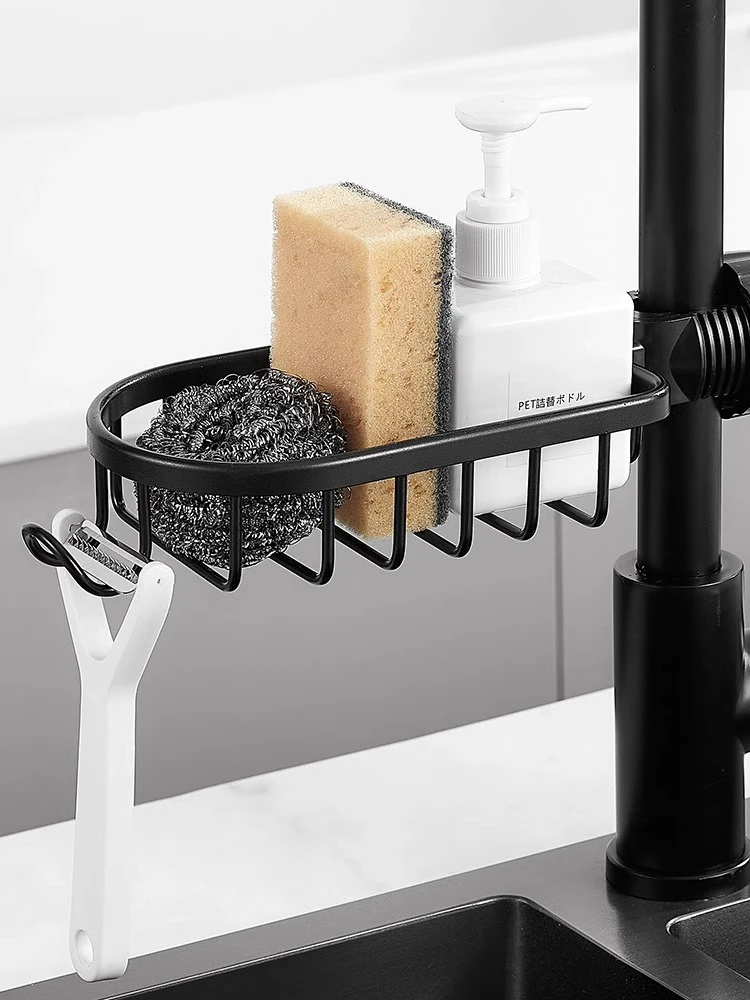 Multifunctional Organizer Shelf Storage Rack Sink Drainer Basket Towel Rack Sponge Holder Shelf Kitchen Storage Organization