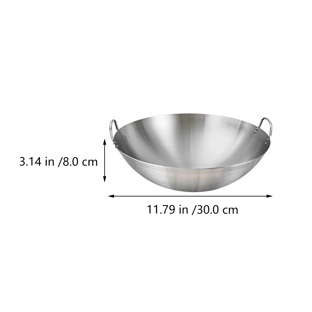 Stainless Steel 32Cm Wok Stir Fry Pan Chinese Wok Pan Binaural Skillet Deep Frying Shabu Hot Pot Dual Handle frying pan cast iron wok iron wok