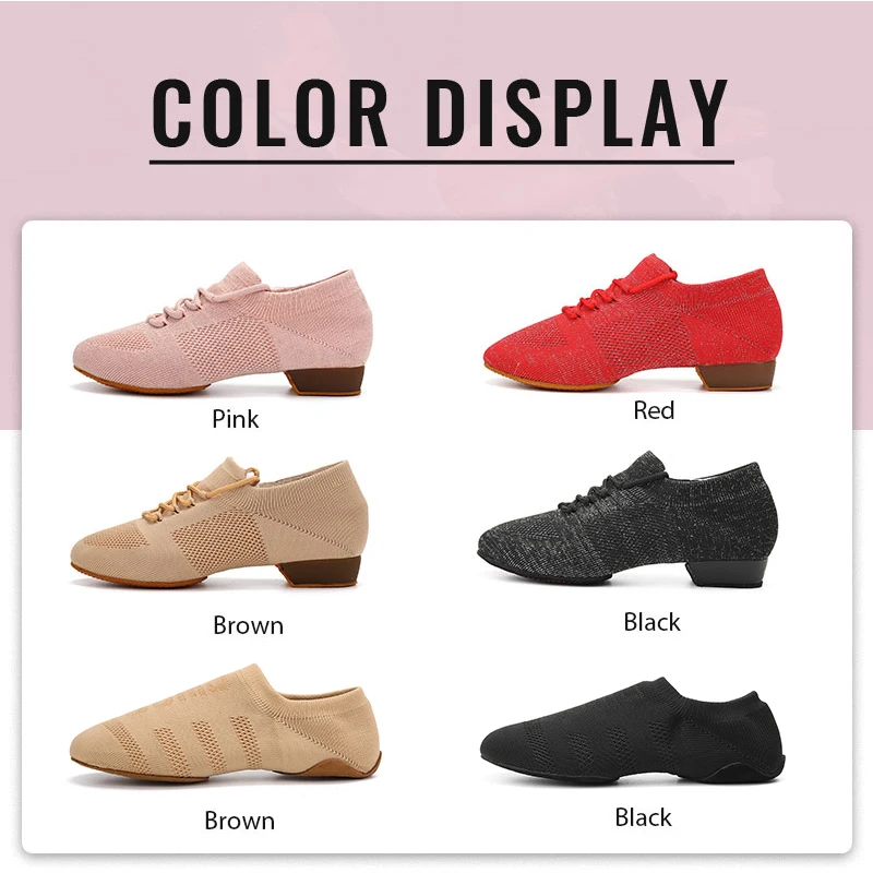 Dance Shoes women latin ballroom jazz tango Practice Training teaching flat shoes Knitted salsa