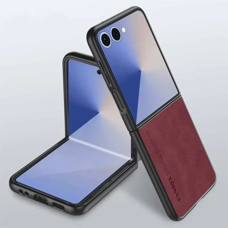 Premium Sheepskin Leather Flip Phone Case with Shockproof Bumper Protection