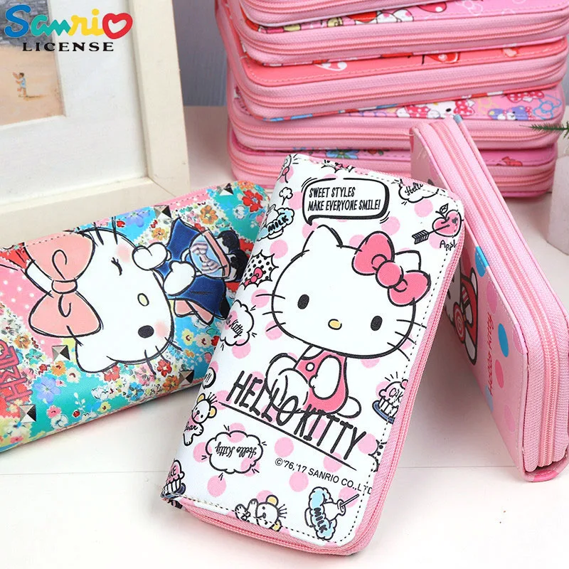 

Kawaii Sanrio Anime Hello Kittys Kuromi Cinnamoroll Cute Storage Wallet Cartoon Multi-Compartment Zipper Coin Purse Girl Gift