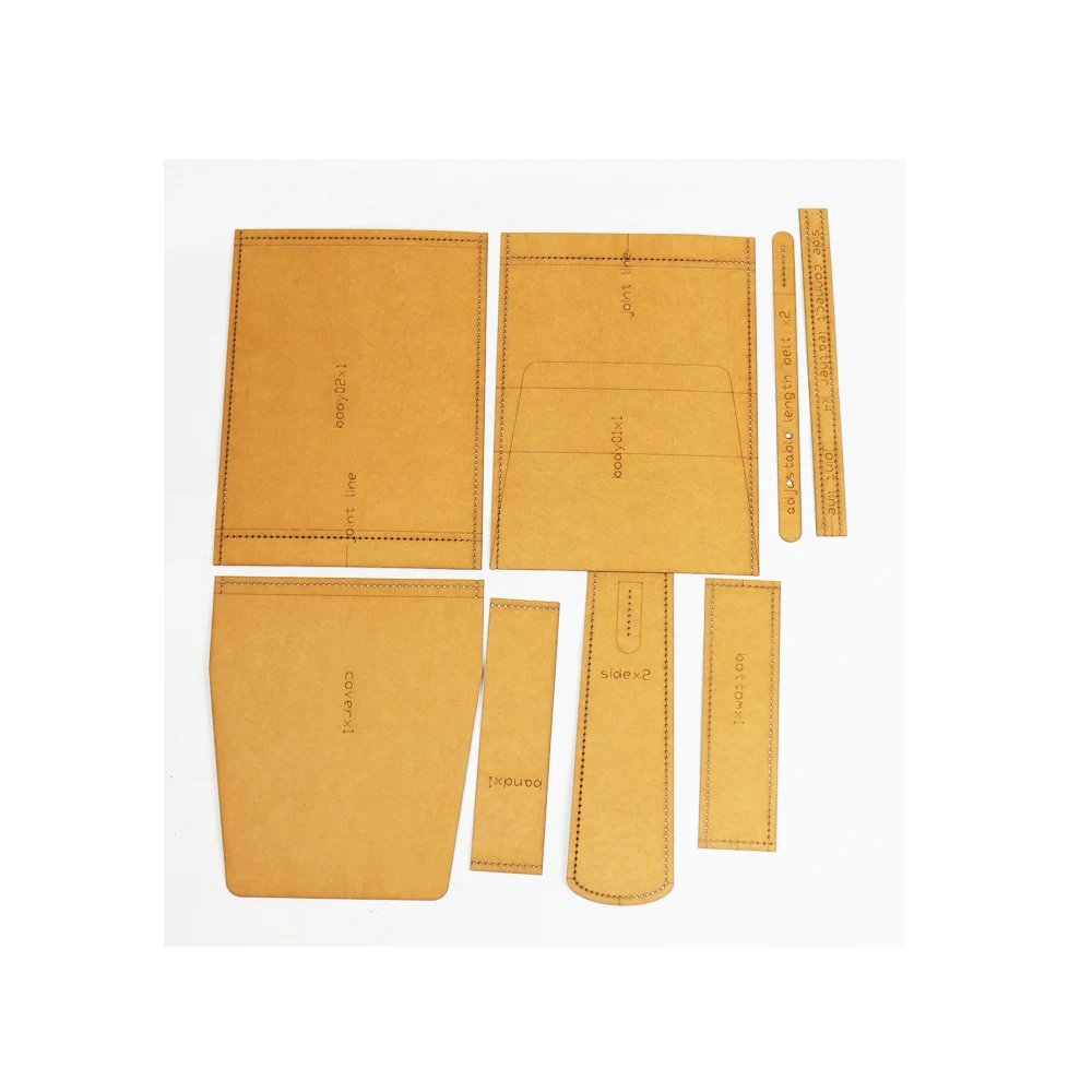 DIY leather craft women square shoulder bag kraft paper pattern template stencil 17x20x5cm