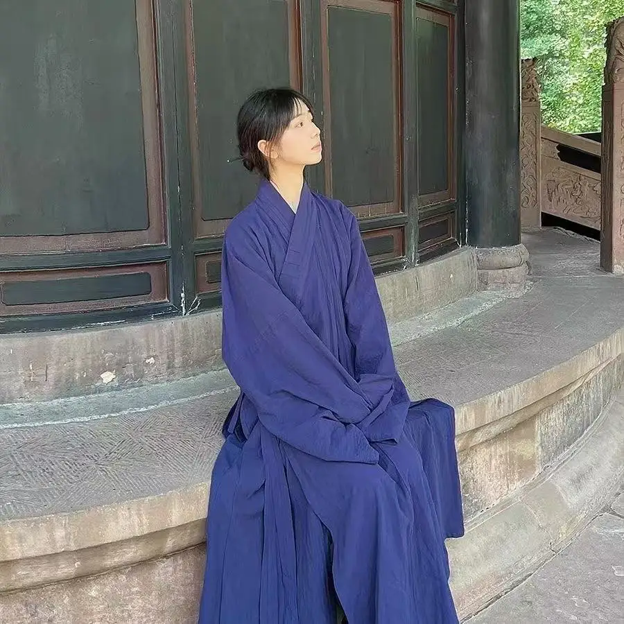 Traditional Natural Cotton Linen Taoist Robe Men Women Tai Chi Layman Costume Vintage Zen Meditation Monk Exercise Chinese Dress