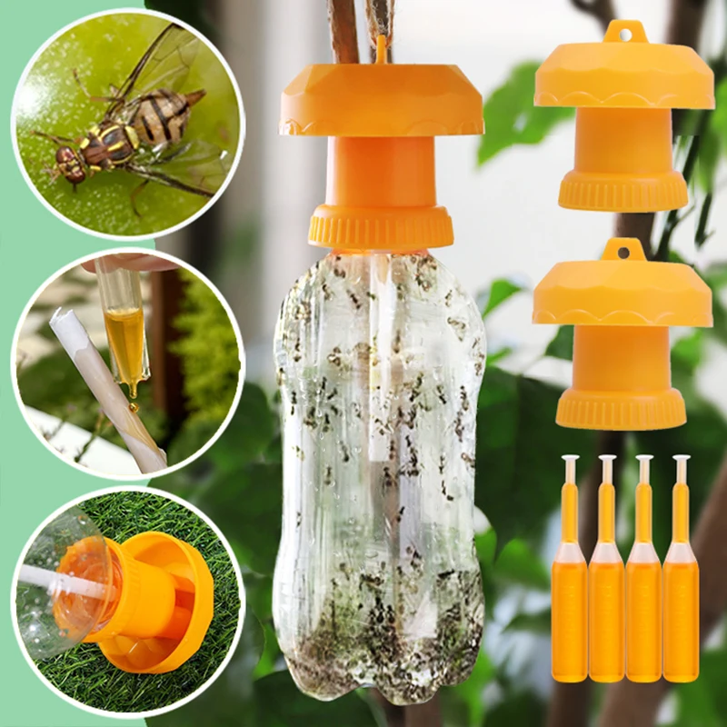 

Fruit Fly Trap Killer Yellow Plastic Cap Orchard Insect Drosophila Catcher Anti Pest Useful Control Attracting Trapping Agent