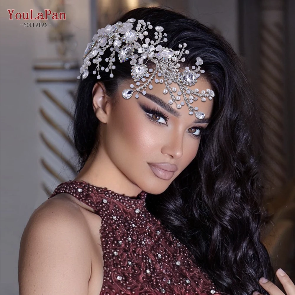 

YouLaPan Shiny Wedding Head Piece Bride Headband Women Hair Accessories Rhinestone Queen Headpiece Party Banquet Headwear HP453