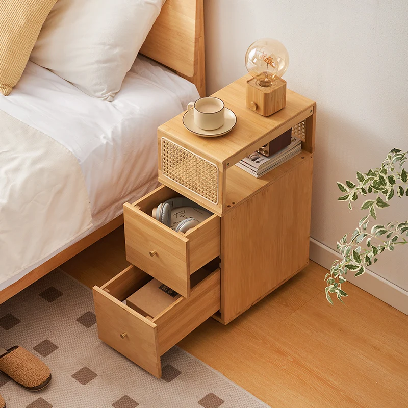 Movable Coffee Table Sofa Side Cabinet Bedroom Nightstand Organizer Multi-Functional Bedside Storage Rack for Living Room