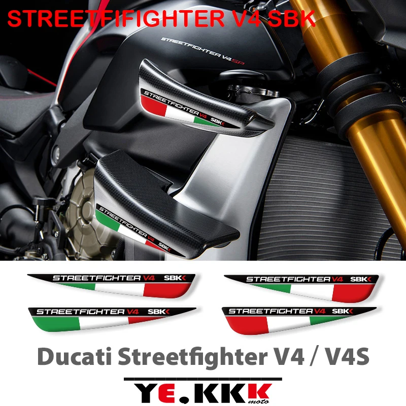 

For Ducati STREEETFIGHTER V4S V4 SBK Tricolor Flag Motorcycle Wings 3D Sticker Decal Aerodynamic Wing Sticker