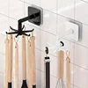 1/2/3pcs-360 Degree Rotatable Pp Punch Free Six Claw Hook Kitchen Spatula Spoon Storage Wall Mounted Hanger