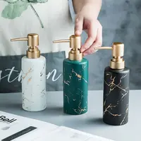 Luxury Gold Plated Marbled Ceramic Lotion Bottle Portable Soap Dispenser Bathroom Accessories Press Shampoo Moisture Pack Bottle 4