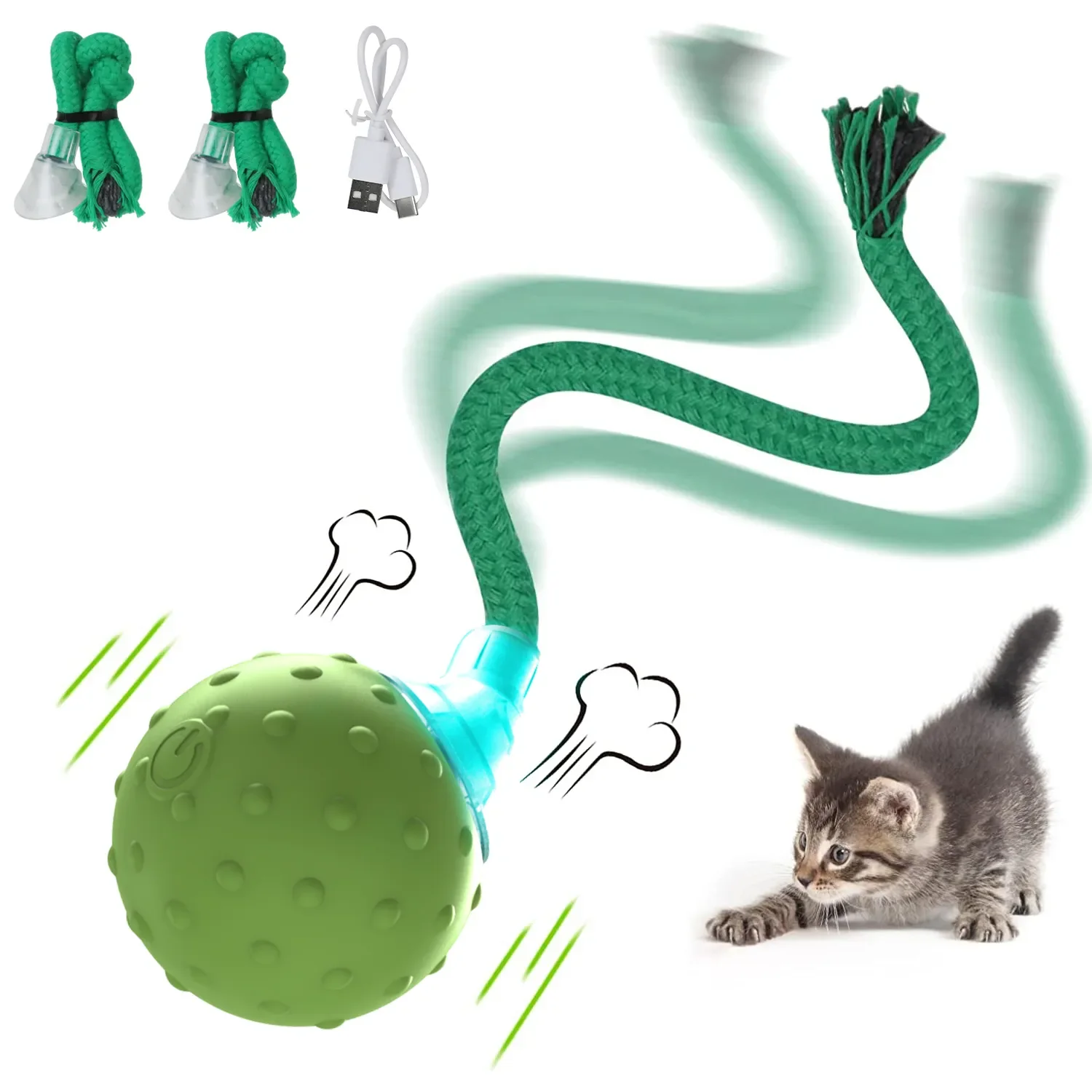 

Ball Automatic Simulation Tail Toy Teaser Motion Rolling Bird Ball Long Moving Interactive Cat Sound Toy Activated New With