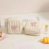 1pc Minimalist Sanitary Cotton Bag, Cream Vent, Red Bag, Zero Wallet, Cotton Fabric Makeup Bag 2