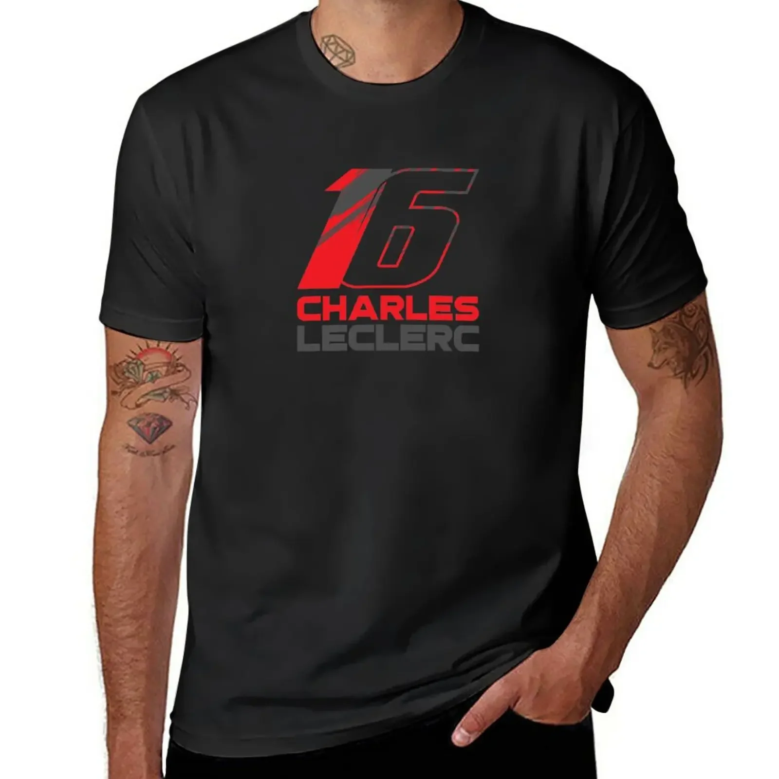 Charles Leclerc 16 V3 T-Shirt Camicie Grafiche Tees Kawaii Vestiti Uomo Vestiti