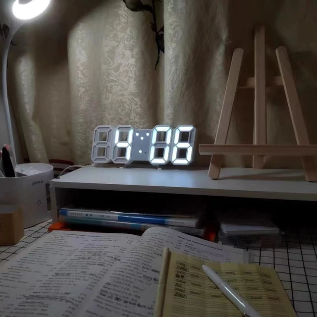 Sveglia digitale a LED 3D Orologio da parete Tempi Data Temperatura Adatto per la casa Orologio da cucina Decorazione Orologi Decor Garden 4