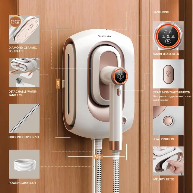 New 2-in-1 Steam Generator Portable Iron Steamer for Clothes with Adjustable Temperature Electric Steam Iron 2