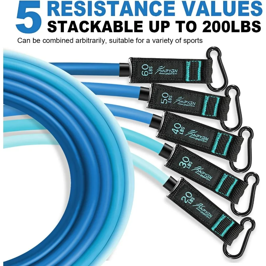 Resistance Bands, Exercise Bands with Handles, Fitness Bands, Workout Bands with Door Anchor and Ankle Straps, for Heavy Resista