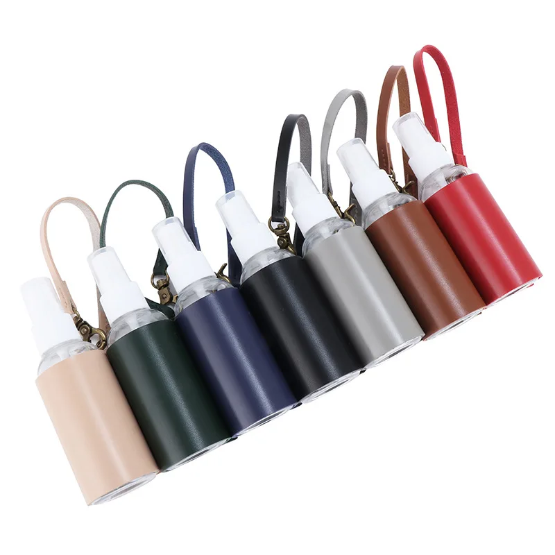 60ml Spray Bottle PU Leather Case Lanyard Spray Hand Sanitizer Spray Bottle Holder Storage Bag Travel Outdoor Tool Mist Sprayer uv toothbrush sanitizer toothbrush holder