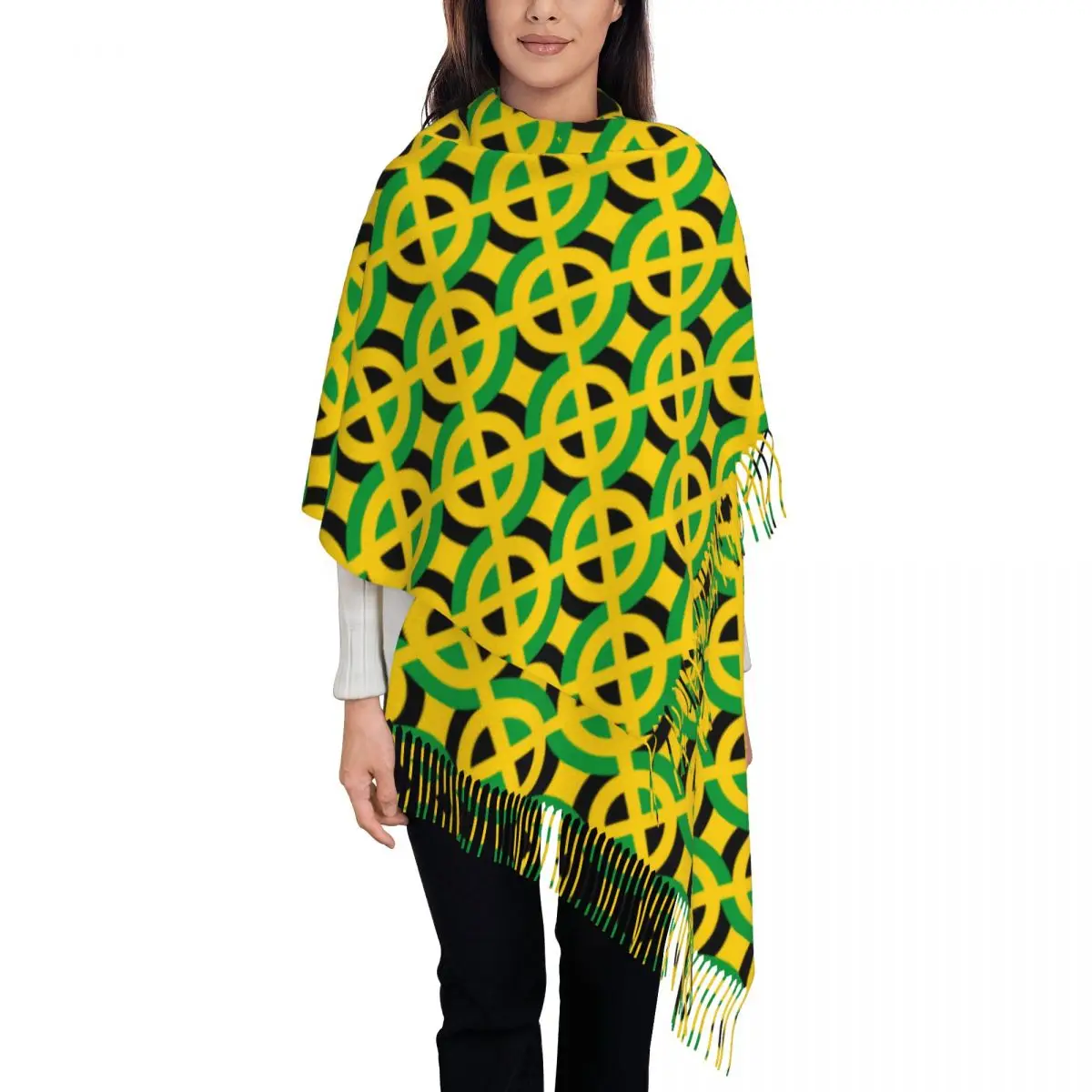 

Jamaica Flag Womens Warm Winter Infinity Scarves Set Blanket Scarf Pure Color