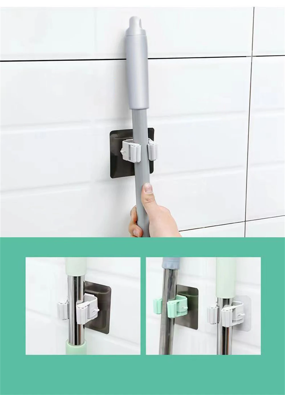 Description Picture 2 of itemMop Rack Punch-free Mop Clip Mop Hook Toilet Hanger Artifact Powerful Wall-mounted Storage Load-bearing Kitchen