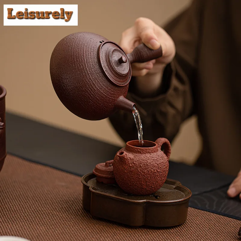 Brone Red Old Rock Mud Tea Warmer Holder Candle Heater Stove Kettle Stand Boiling Water Carbon Furnace Tea Ceremony Ornaments