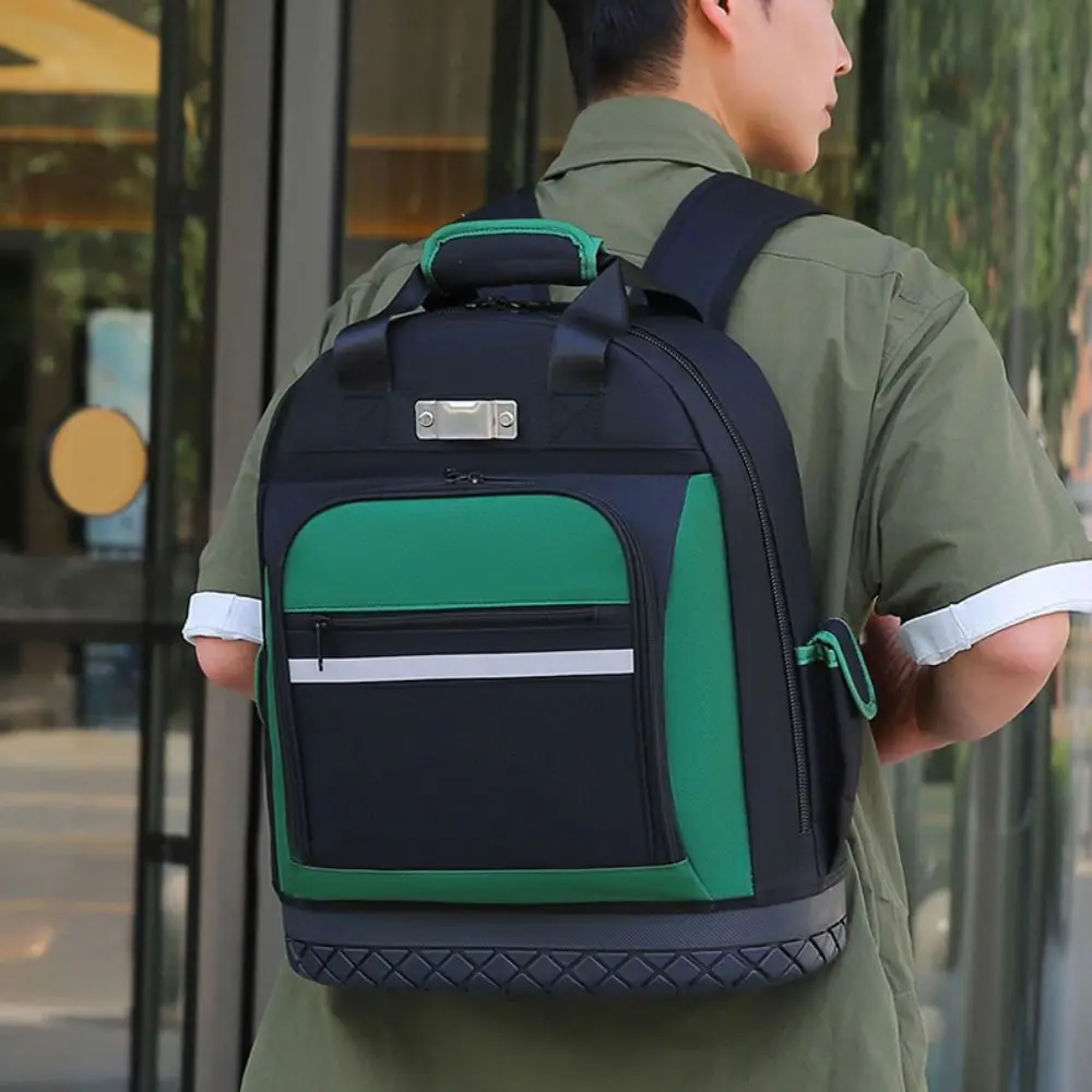 대용량 공구 배낭, 두꺼운 내마모성 헤비듀티 공구 정리함, 하드 바닥 방수 전기 기술자 공구 가방