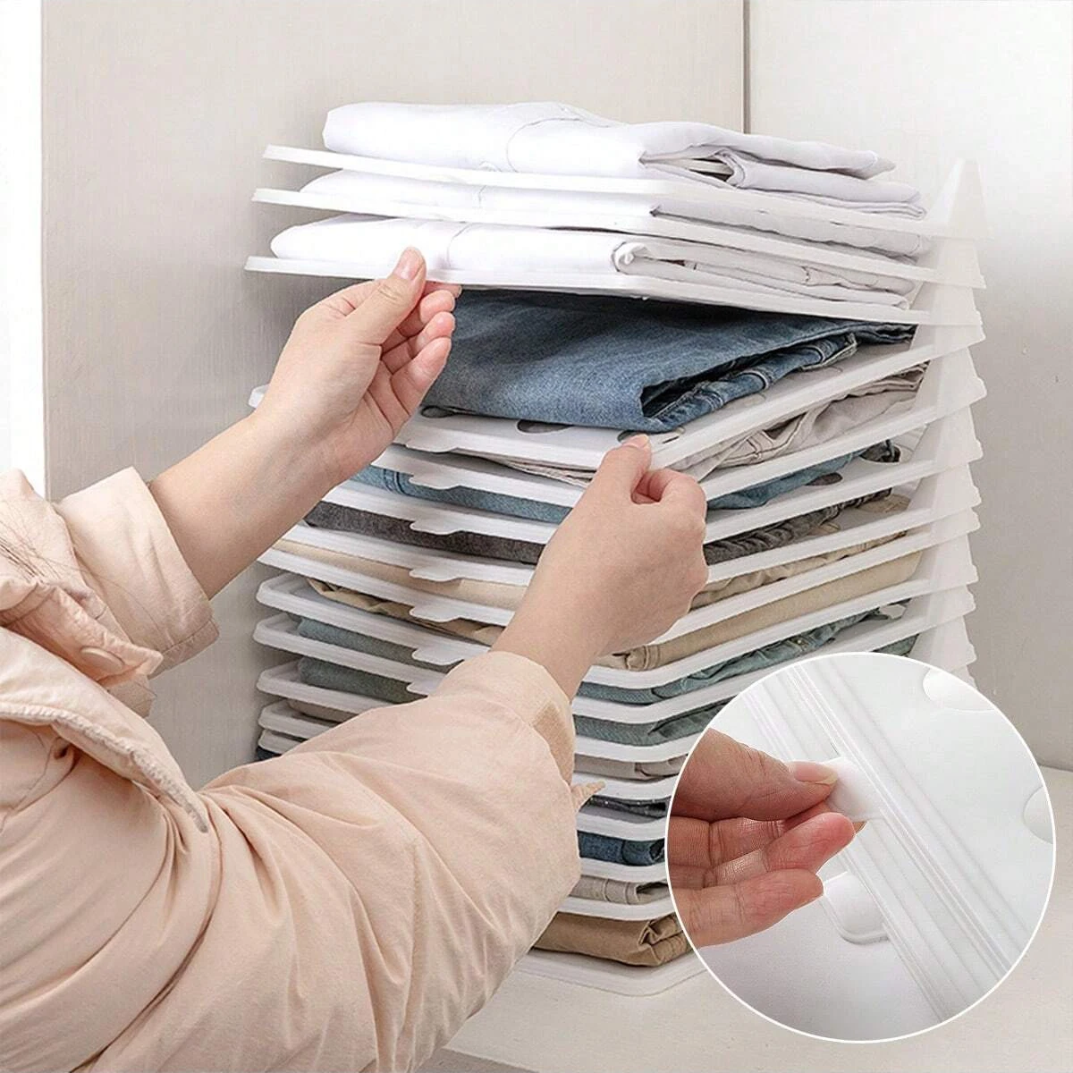 5pcs-Wardrobe Storage Dressbook Plastic Clothing Folding Board Rack Organizer