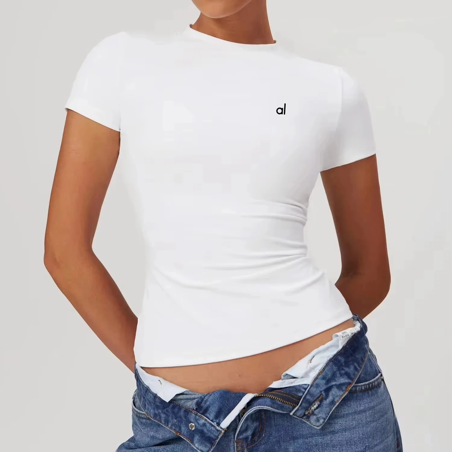 Summer AL Print Sports Yoga T-shirt Women's Gym T-shirt Cotton Short Sleeved Fashion Women's Breathable Sweat Absorption for women sports t shirt