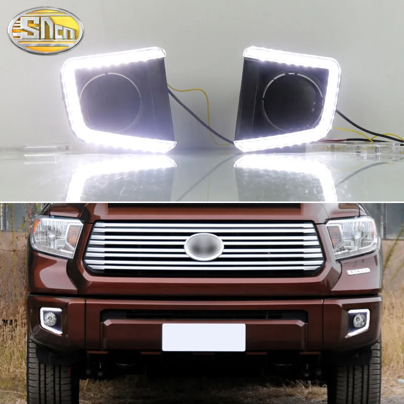 

For Toyota Tundra 2014-2021 Dynamic Turn Signal Waterproof ABS Car DRL 12V LED Daytime Running Light LED Fog Lamp Decoration