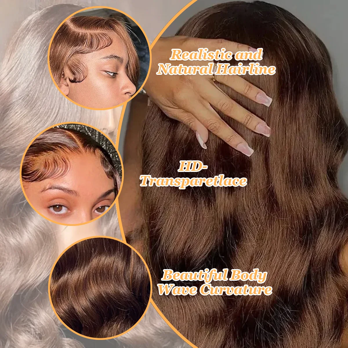 Body Wave 13x6 HD Transparent Lace Frontal Wig 36 Inch 220% Density #4 Chocolate Brown Real Brazilian Human Hair Wigs For Women 2