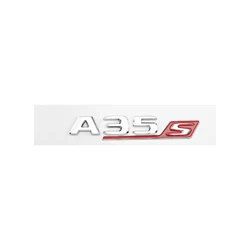 3D ABS Chrome Black Emblem Letters Badge Car Sticker - Premium Accessories (Silver red A35s)