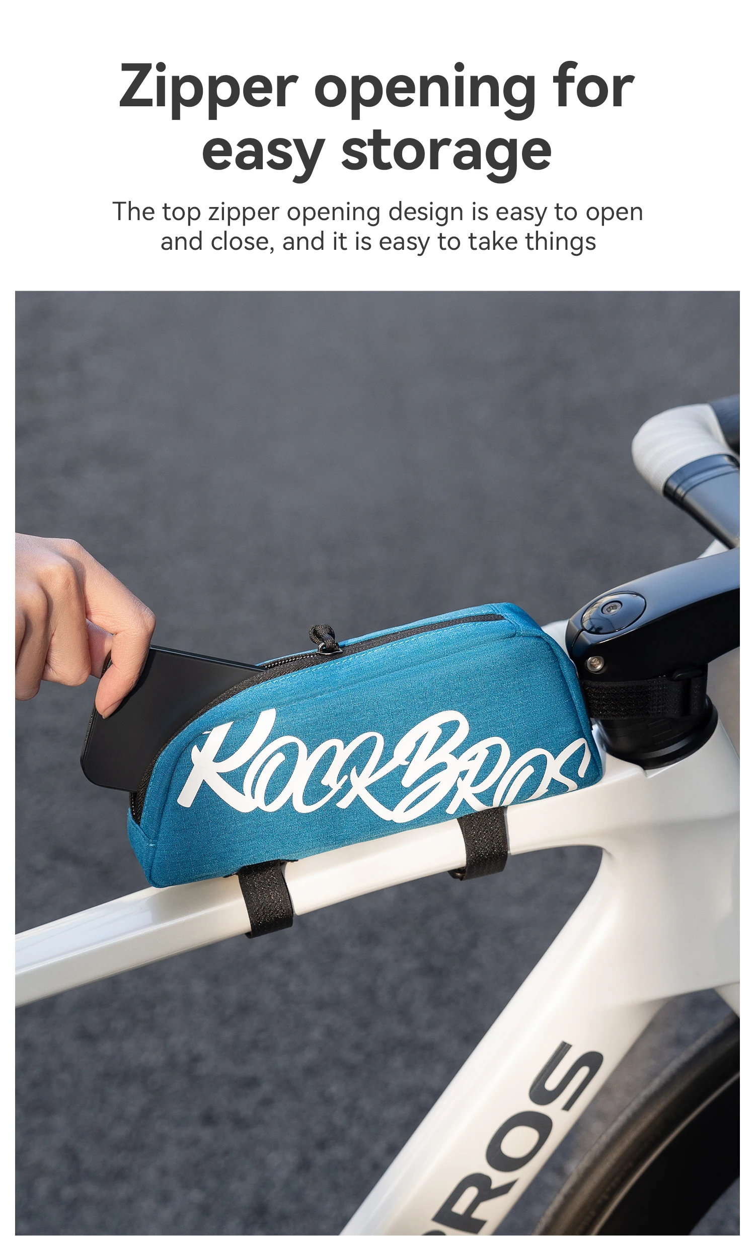 Description Picture 5 of itemROCKBROS Bicycle Tube Bag 0.8L Capacity Lightweight Compact Portable Bag Bicycle Top Tube Bag Item Storage Road Bike Accessories