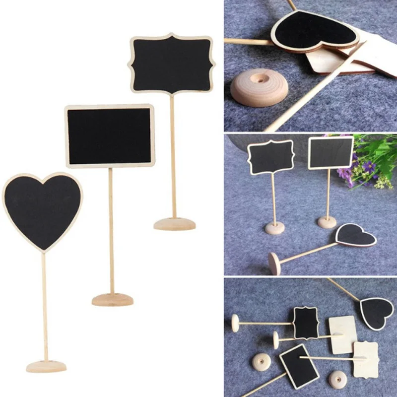 5pcs Wooden Mini Blackboard Chalkboard with Stand Place Wedding Table Number Sign wzpi