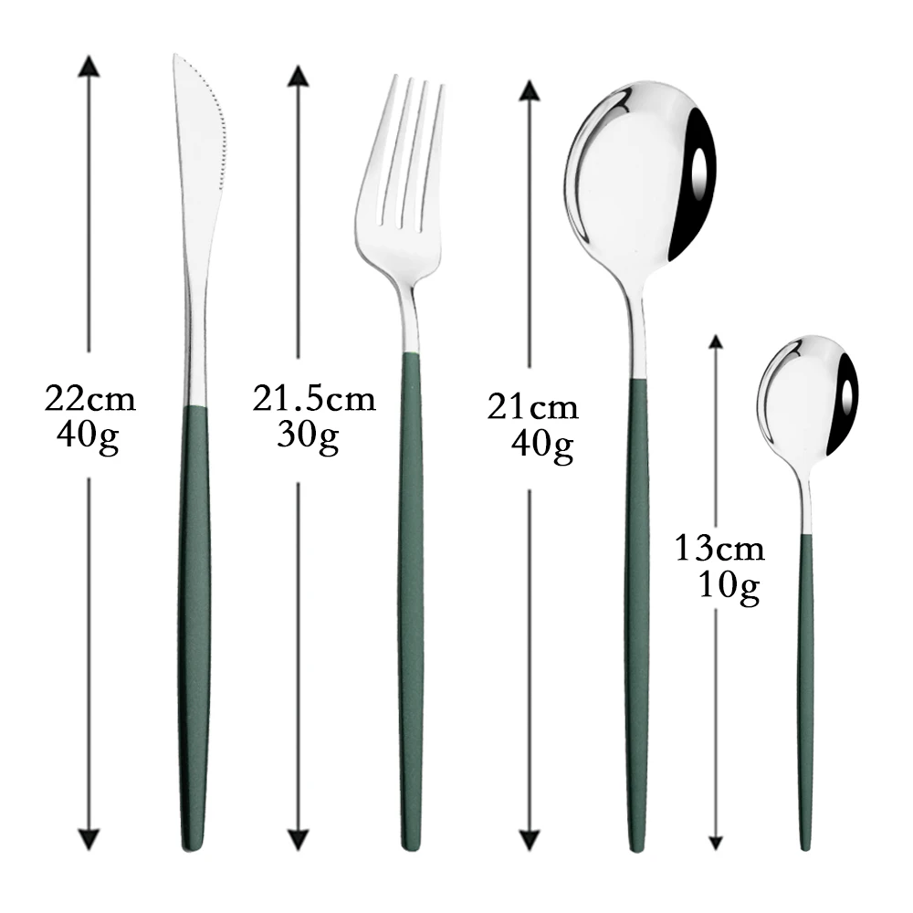 4Pcs Green Silver