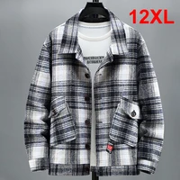 Fashion Streetwear Plaid Jacket Men Plus Size 11XL 12XL Woolen Jacket Spring Autumn Plaid Coat Male Big Size 11XL 12XL 1