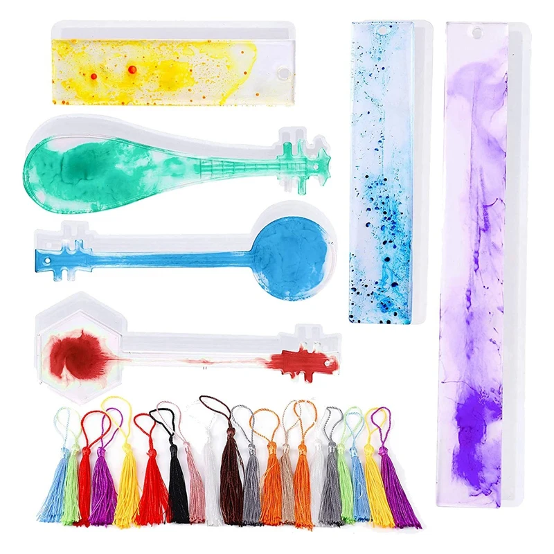 

Форма для закладки из смолы, силиконовая форма «сделай сам» с различными цветами, шелковистыми кисточками для «сделай сам», Закладка, поделки, подарки для студентов