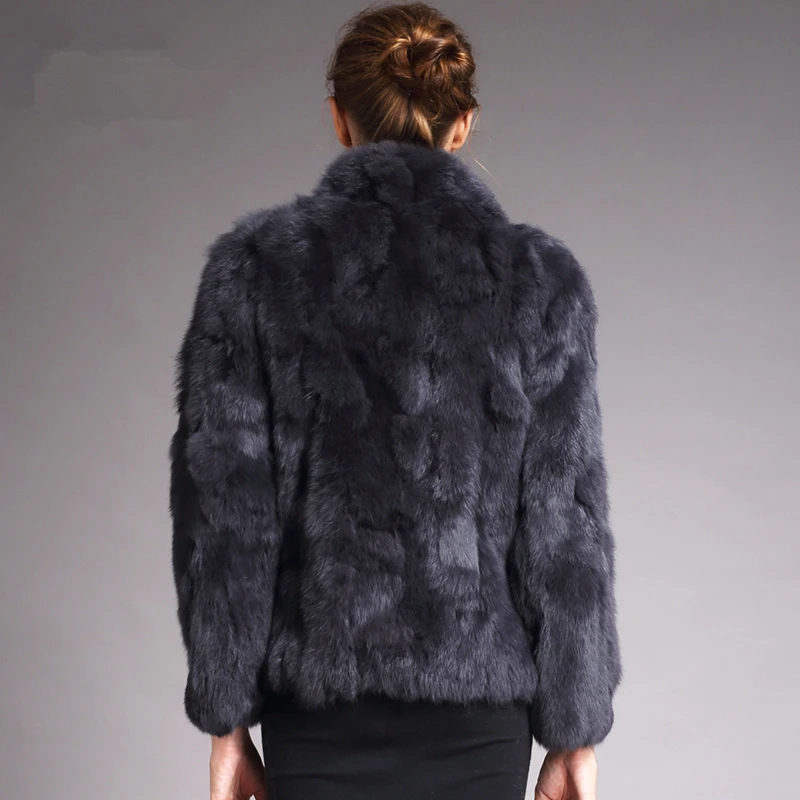 Natural Rabbit Fur Coat Women Winter Jacket Real Leather And Fur Bolero Women's Clothing Female Outerwears With 2024 Black Cold 6
